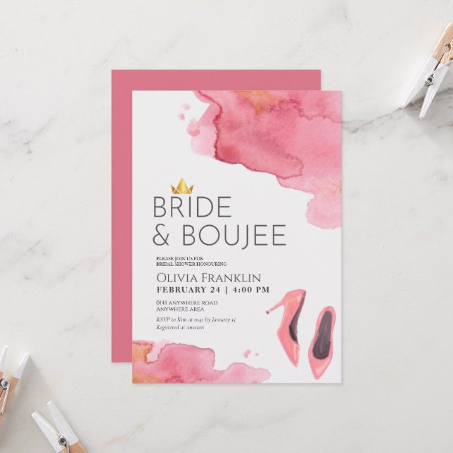 Invitation Chic mariée et boujee nuptiale (Devant/Arrière en situation)