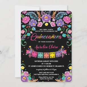 Invitation Chic mexicain Floral Quinceañera 15 Anos Anniversa