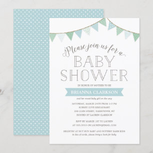 Invitation chic minable de baby shower du bleu  