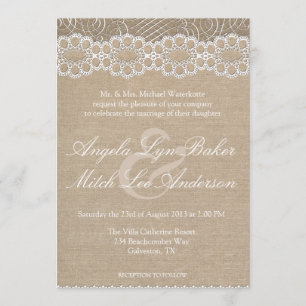 Invitation chic minable de toile de jute et de