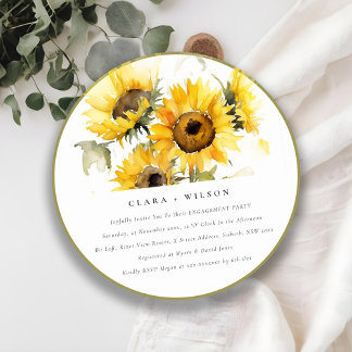 Invitation Chic minimal Boho Watercolor Fiançailles de tourne
