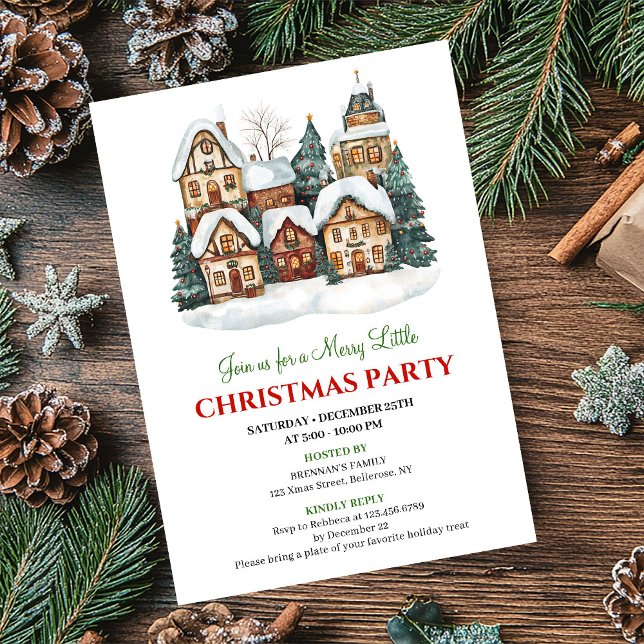 Invitation Chic minimalist Christmas scene festive dinner  (Chic minimalist Christmas scene festive dinner invite)