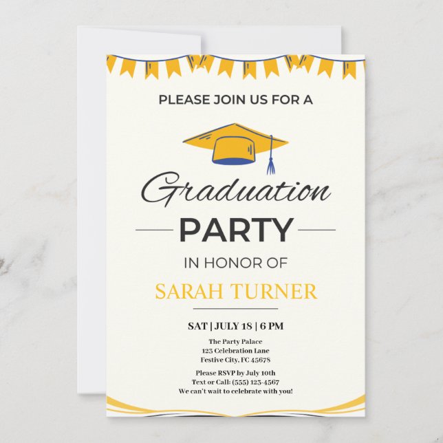 Invitation Chic Minimalist Graduation Party (Devant)