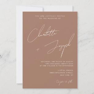 Invitation Chic Mocha Brown Moderne Calligraphie Script Maria
