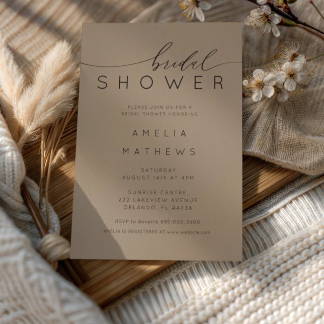 Invitation Chic Mocha Marron Enterrement de Vie de Jeune Fill (Créateur téléchargé)