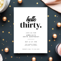 Chic Modern Hello Trente fête d'anniversaire