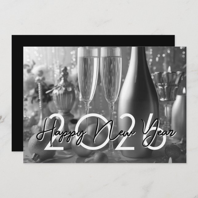 Invitation Chic Modern New Year's Eve Party (Devant / Derrière)