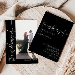 Invitation Chic Modern Photo simple Mariage noir et blanc