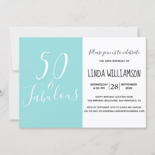 Invitation Chic Moderne 50 Fabuleux Hot Pink 50e anniversaire