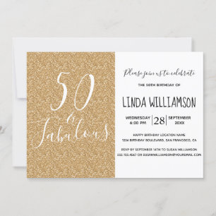 Invitation Chic Moderne 50 Fabuleux Parties scintillant d'or