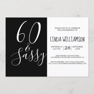 Invitation Chic Moderne 60 Sassy Black White 60e anniversaire