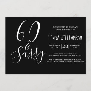Invitation Chic Moderne 60 Sassy Black White 60e anniversaire