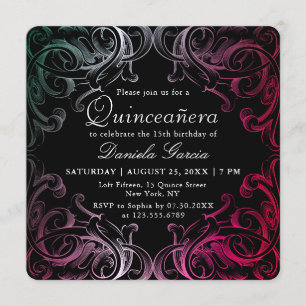 Invitation Chic moderne baroque 15e anniversaire Quiceanera