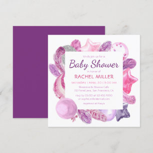 Invitation Chic moderne Boho Aquarelle Girly Baby shower rose