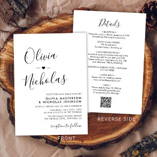 Invitation Chic Moderne Calligraphie Monogramme QR Code Maria