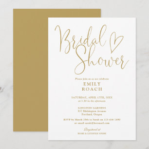 Invitation Chic Moderne Élégante Fête de Mariage Script Doré