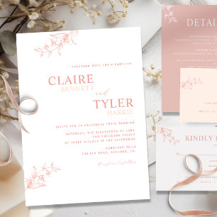 Invitation Chic, moderne et minimaliste rose pâle, Mariage ro