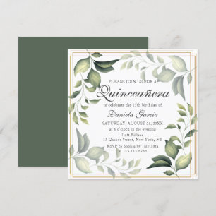 Invitation Chic Moderne Floral Verdure Botanique Quiceanera