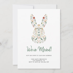Invitation Chic moderne lapin floral Pâques Nous avons bougé