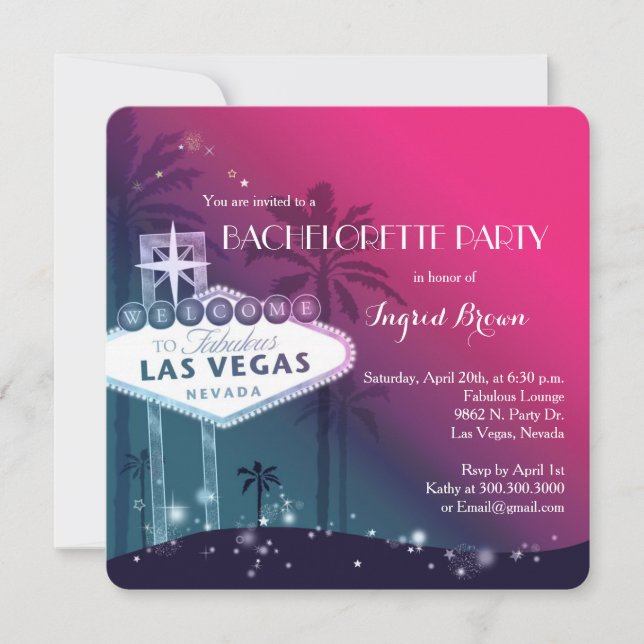 Invitation Chic moderne Las Vegas Bachelorette Party (Devant)
