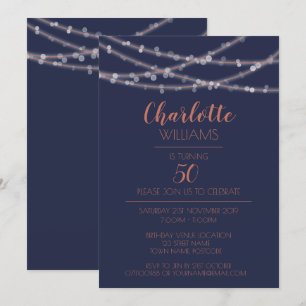 Invitation Chic moderne Luminants à cordes brillantes 50e ann