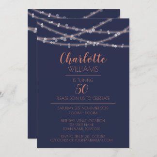Invitation Chic moderne Luminants à cordes brillantes 50e ann