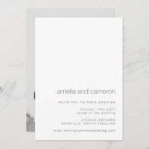 Invitation Chic moderne Mariage noir blanc tout en un photo