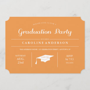 Invitation chic moderne orange d'obtention du