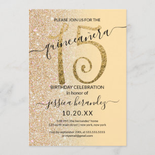 Invitation Chic moderne Parties scintillant or jaune Ombre Qu
