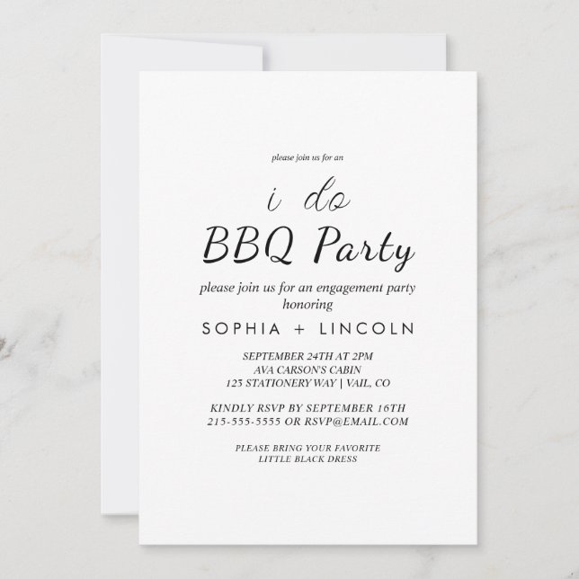 Invitation Chic Moderne Script "Je Fais Du BBQ" Fête De Fianç (Devant)