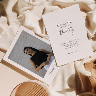 Invitation Chic moderne Trente Photo Anniversaire
