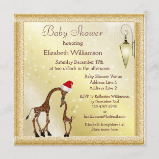 Invitation Chic Mom & Baby Giraffe Baby shower de Noël