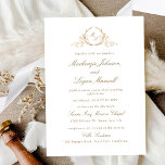 Invitation Chic Monogramme blanc et or, Mariage de calligraph<br><div class="desc">Elégante invitation de mariage avec un délicat monogramme dessiné à la main avec les initiales de mariée et de mariée dans les teintes dorées. Style propre, minimal et élégant avec détails de calligraphie. Design blanc et or. Retour en blanc, qui peut être changé à n'importe quelle autre couleur que vous...</div>