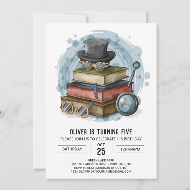 Invitation Chic Mystery Detective Anniversaire (Devant)