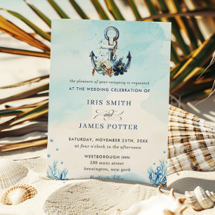 Invitation Chic Nautical Anchor Beach Modern Wedding
