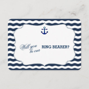 Invitation Chic Nautical Navy Waves BE MON PORTE-ANNEAU