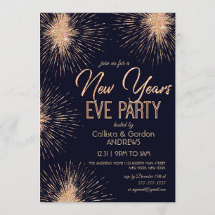 Invitation Chic Navy Blue Gold Parties scintillant Sparkler N