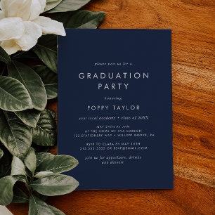 Invitation Chic Navy Blue Graduation Party