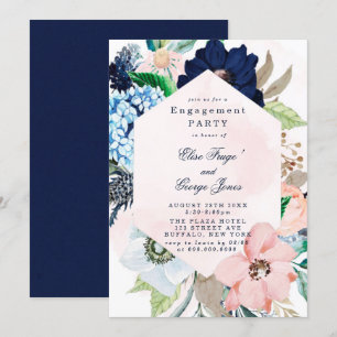 Invitation Chic Navy Blush rose Floral
