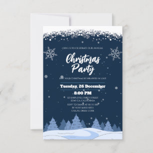 Invitation Chic Navy Winter Wonderland Noël Party