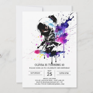 Invitation Chic Ninja Custom Girl Anniversaire