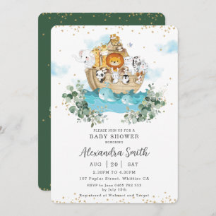Invitation Chic Noah's Ark Greenery Cute Animals Baby shower