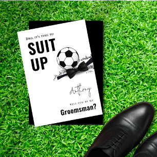 Invitation Chic noir & blanc Tuxedo Suit Up Soccer Groomsman