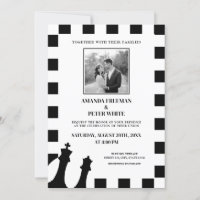 Chic noir et blanc photo À damiers Motif Mariage