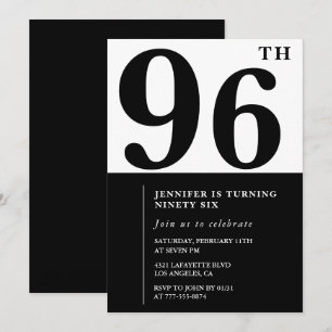 Invitation Chic noir et blanc pour son 96ème anniversaire