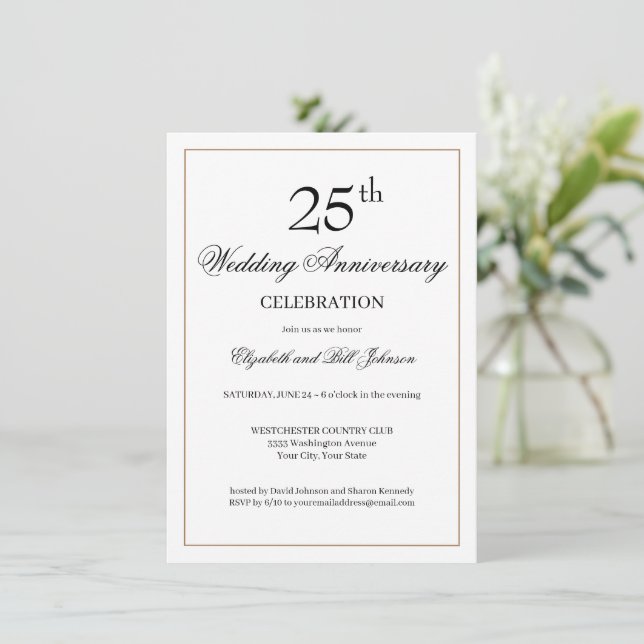 Invitation chic noire pour les 25 ans de mariage (Debout devant)