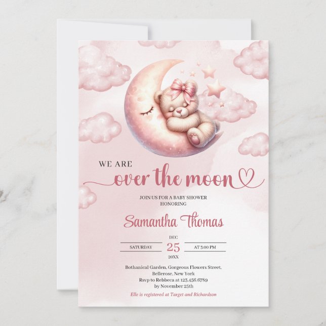 Invitation Chic nous sommes au-dessus du Baby shower de la lu (Devant)