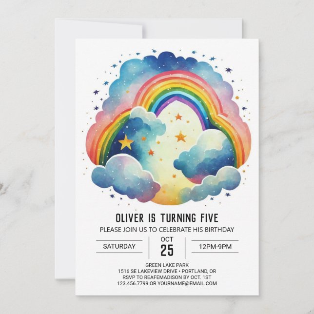 Invitation Chic nuages simples Anniversaire (Devant)