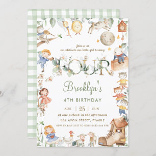 Invitation Chic Nursery rime verdure 4e anniversaire Neutre