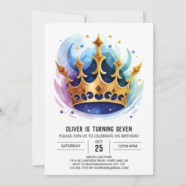 Invitation Chic Online Prince Crown Anniversaire (Devant)